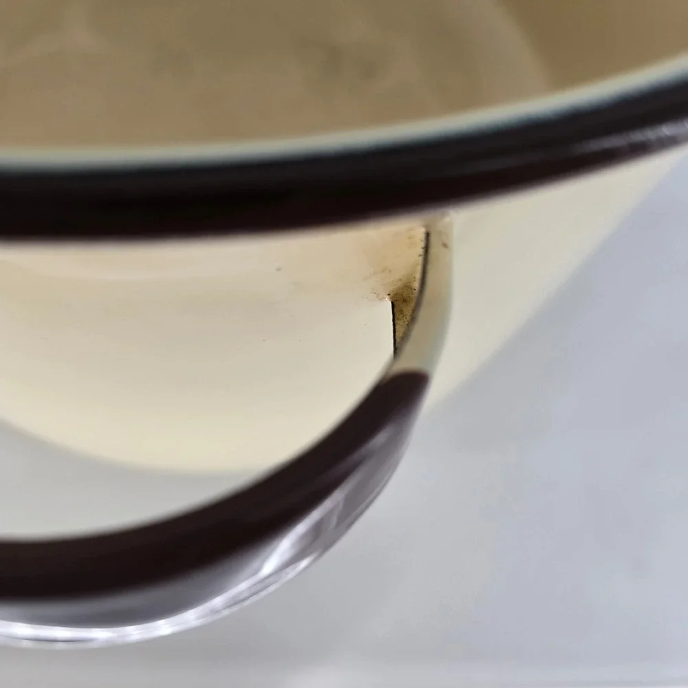 Vintage Enamelware Stock Pot Cream Brown Enamel Large Soup Pot with Lid 10.5in‎